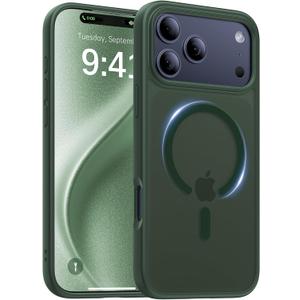 Magnetic for iPhone 17 Pro Case,[Anti-Slip][Compatible with MagSafe][Military Grade Drop Protection] Shockproof Protective Translucent Matte Phone Case for iPhone 17 Pro Case,Forest Green