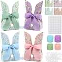Resurhang 36 Set Easter Bunny Party Favor Bags DIY Bunny Gift Boxes Spring Flower Gift Bags with Bow Rabbit Ears Paper Treat Goodie Candy Box Bulk for Easter Spring Party Supplies