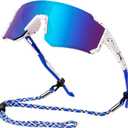 Youth Baseball Sunglasses Kids Polarized Sunglasses for Boys Girls Softball Cycling Sports Googles UV Protection (Blue Lens White Frame)