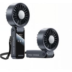 Handheld Fan Compact, Portable, Powerful Airflow: High-performance motor, LED display, 19.5-hour battery life, 100-speed settings, foldable design, 3-in-1 portable fan. (Black)