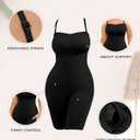 Strapless Shapewear Bodysuit Women Tummy Control Seamless Body Suits Shaper with Detachable Shoulder Straps Black Mid Thigh (Black, XL/XXL)