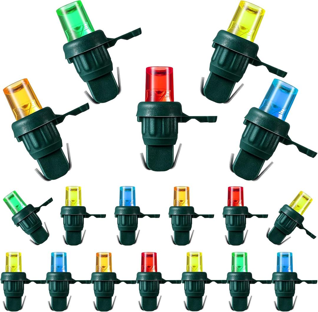 Honoson LED 5 mm Christmas String Lights Replacement Bulbs LED Wide Angle Wire Light Set Indoor Outdoor Home Decor Festival Decorations for Xmas Tree Lights(Multicolor Bulb,60 Count) (Green Base with Multicolor Bulb)