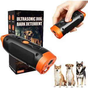 Dog Bark Deterrent Devices, 2X Ultrasonic Anti Barking Device for Dogs, 39 FT Range Outdoor Anti Barking Device for Dogs, 3-in-1 Training Modes with LED Flashlight, USB-C Rechargeable, Orange