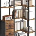 YATINEY Corner Bookshelf, 5-Tier L-Shaped Bookcase with 3 Fabric Drawers, Storage Display Shelf, Freestanding Tall Open Shelf, for Living Room, Bedroom, Home Office, Rustic Brown SJ12BR