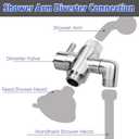 Shower Arm Diverter Valve Brass G1/2 3 Way Universal Bathroom Shower System Component Replacement for Handheld Shower Head and Fixed Spray Head, Brushed Nickel