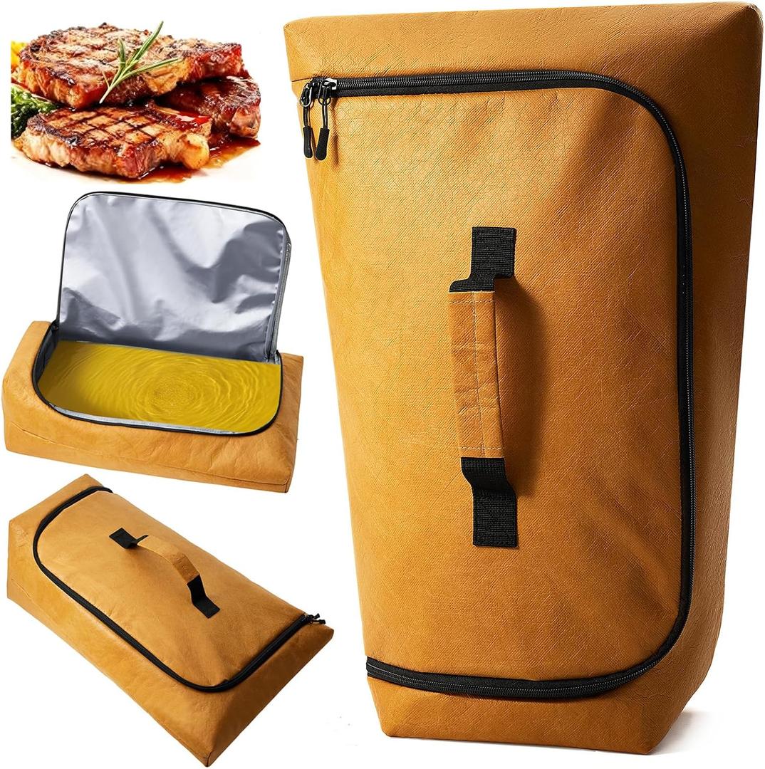 BBQ Blanket for Resting Meat, Leak-Proof & Reusable Insulated Meat Resting Bag, 270 Top Opening for Large Cuts, Meat Smoking Accessories Gifts for Men, Dad, Christmas Stocking Stuffers (Tyvek Fabric-Tan)
