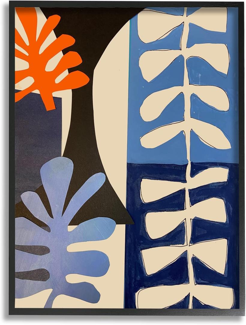 Stupell Industries Funky Plant Leaves Modern Abstract Cutout Silhouettes, Design by Deborah Velasquez, 16 x 20, Black Framed