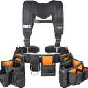 Professional 7-Piece Carpenter Electrician Tool Belt with Soft Padded Suspender for MenHeavy Duty Construction, 35 Pockets36"-50" (7, Tool Belt Set 7Pcs)