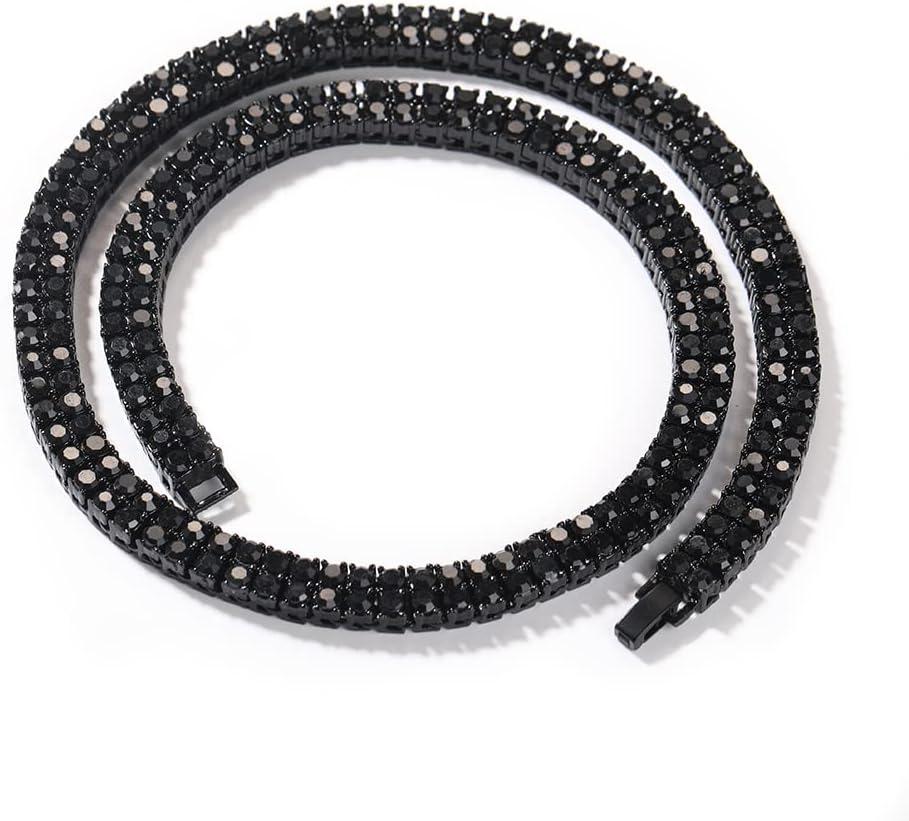 Men's 2-Row Chain Necklace Bling Multiple Length/Color