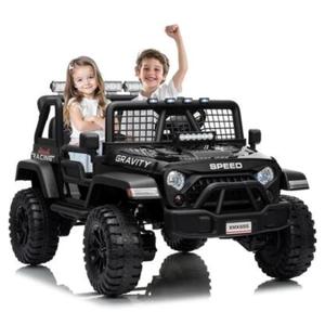 GAOMON - 24V 2-Seater Kids Electric Truck with Parent Remote Control, 100Min Ride-on Car, 4WD Dual Motor, 2 Speeds - Black