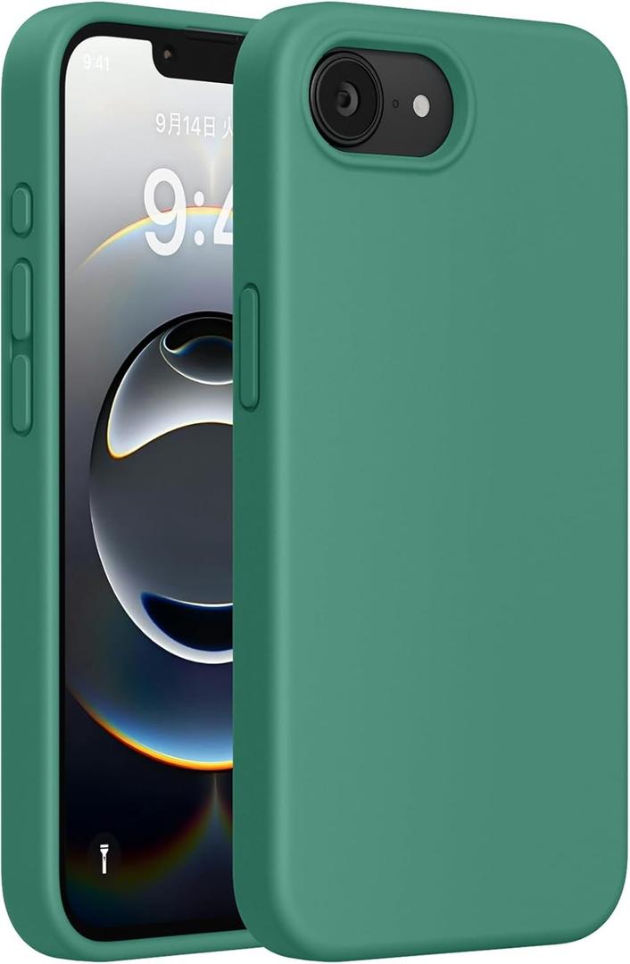 Miracase Compatible with iPhone 16e Case/iPhone 17e Case, [Soft Anti-Scratch Microfiber Lining], Liquid Silicone Shockproof Drop Protection Phone Case for iPhone 16e/17e (Acacia Green)