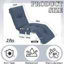 2 Pcs Outdoor Chaise Lounge Cushions with 3 Side Pocket 76x22x6 Inch Waterproof Long Deck Reclining Chair Cushions Fade Resistant Replacement Cushion for Furniture Lawn Pool (Blue Gray,Solid Color)