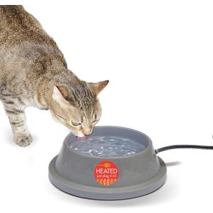 Pet Products Thermal-Bowl Heated Water Bowl for Cats & Dogs Outside, Safety Listed Outdoor Heated Dog Dish for Pets, Automatic No Freeze, Anti Chew Cord - 32 Ounces Gray 12W