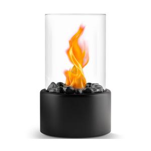 Flammtal Tabletop Fire Pit [4h Burning Time] - Indoor & Outdoor - Ethanol Table Top Fire Bowl with Black & White Stones - Portable Fire Pit with 2 Combustion Chambers