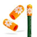 C-BITE Garden Stake Safety Caps | Vinyl Covers for Sharp Stake Tips | Fits 7/16” Plant Support Stakes | Durable Gardening Caps for Plant Protection (12 Pack - Sweet Tangerine Orange)