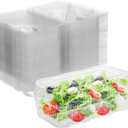 Disposable Plastic Hinged Food Container - 50 Pcs Upgrade and Thicken Clear Clamshell Food Containers, Internal Size 9" Length x 4.7" Width x 2.9" Depth (9.8"x6.1"x2.9"-50 Count)