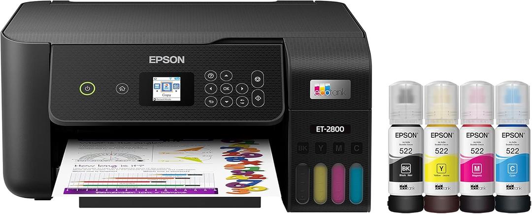 Epson EcoTank ET-2800 Wireless Color All-in-One Cartridge-Free Supertank Printer with Scan and Copy  The Ideal Basic Home Printer - Black, Medium