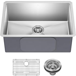 KRAUS Standart PRO 26-inch 16 Gauge Undermount Single Bowl Stainless Steel Kitchen Sink, KHU100-26
