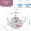 Agyiuns Flower Ceramic Teapot,22oz Porcelain Tea pot for Tea Coffee Milk for Office Home Men Women as Gift (Green)