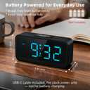 Battery Operated Small Alarm Clock: Digital Compact Large Display Cordless Clock for Bedroom Travel - Simple to Use for Seniors Teens Blue Digits