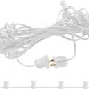 50Ft Christmas Light String Set, C7 Outdoor String Light Stringer, E12 Sockets 12" Spacing, Light Strand Spool for Backyard Xmas Tree Roofline Wedding Patio Event Lighting Decor, White Wire