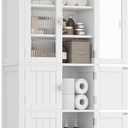 Akxomel 53.1" H Tall Bathroom Storage Cabinet, Bathroom Floor Cabinet with 6 Doors and Adjustable Shelf, Linen Cabinet, Pantry Cabinet for Living Room, Kitchen, Entryway, White