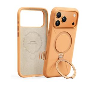 TORRAS Ostand Q3 Silicone for iPhone 17 Pro Max Case, Fit for MagSafe, 360 Spin Ring Stand, Liquid Silicone Cozy Vibrant Grip, Camera Control, Protective Case for iPhone 17 Pro Max, Pastel Orange