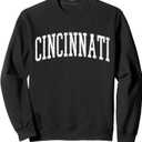Varsity Distressed Cincinnati Sweatshirt (Black, L)