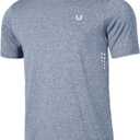 NORTHYARD Men's Athletic Running Shirts Short Sleeve Workout T-Shirts Quick Dry Lightweight Active Tee Gym Sports Performance BLUEHEATHER, Large