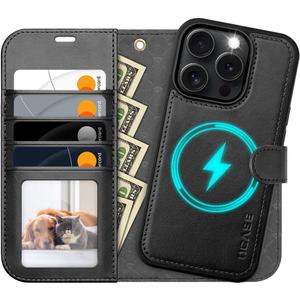 OCASE for iPhone 16 Pro Max Case Detachable Wallet Case with Card Holder, 2 in 1 Pu Leather Flip Folio with RFID Blocking Stand Wrist Strap Shockproof Phone Cover 6.9 Inch 2024, Graphite