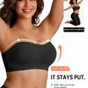 Vertvie Women Strapless Bra Seamless Push Up Bandeau Supportive Tube Top Comfortable Padded Bralette(Black,Large,Rib Knit) (Black, XL)