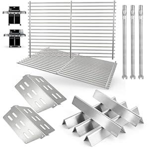 Grill Parts Kit for Weber Genesis 300 310 330 Genesis E330 E310 S310 S330 EP330 S320 E320 Grill Parts 17.5" Flavorizer Bars, Genesis 7528 Grates Heat Deflector Grill Parts Kit, 3Pcs 62752 Burner Tube