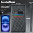 Giftguys Car Insurance and Registration Card Holder | for BMW Ford Tesla Cadillac All Cars | Store Cards, ID License & Essential Documents | Premium Leather with Magnetic Closure (Carbon Fiber+Multicolour Flag)