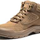 Furuian Steel Toe Boots for Men Women Comfortable Lightweight Work Boots for Men Slip Resistant High Top Steel Toe Safety Shoes Puncture Proof Indestructible Construction Shoes, 12.5 Wide Women/11 Wide Men, Brown