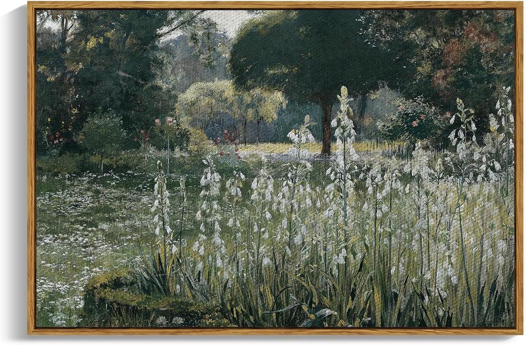 InSimSea Framed Canvas Wall Art Vintage Decor, Landscape Wall Art Home Decor, Modern Farmhouse Decor, Canvas Wall Art for Living Room Decor, Cottagecore Bedroom Kitchen Bathroom Decor, 24"x36" (Galtonia)