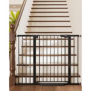 Cumbor 36" Extra Tall Baby Gate for Stairs, 29.7-48" Wide Dog Gates for Doorways, Auto Close Safety Gate for Babies and Pets, Easy Install, Pressure Mounted, Fits Doorways, Stairs, Entryways, Black