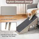 Split Ottoman Dogs Ramp, Dog Ramp for Couch and Bed, Dog Stairs for Small Dogs and Cats, 2-in-1 Foldable Wooden Pet Stairs and Ottoman,Non-Slip Fabric Surface Ramp for Couch and Bed Gray
