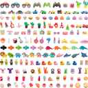 156pcs 3D Cute Kids Erasers, Random Desktop Pet Toys Gifts, Classroom Rewards Kids Party Gifts, Various Styles Such as Animals, Food, Plants, Space, Princess, Sports, Halloween, Christmas