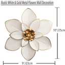 Metal Flower Wall Art Decor, 10 Rustic Modern Floral Sculpture, Distressed Iron Wall Hanging Home Decoration Accent Artworks for Indoor Kitchen Bedroom Living Room Office Outdoor Garden Patio