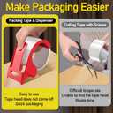 Packing Tape with Dispenser, Heavy Duty Shipping Tape Packaging Tape Dispensers for Shipping Mailing Moving Sealing Storage and Packing, 2 in. x 22.2 yd., 6 Tape Rolls with Dispensers