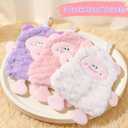 2 x 3 Pack Hand Towels for Bathroom & Kitchen - 9x7in Hanging Absorbent Coral Fleece Towel Set with Cute Lamb Design, Soft Bathroom Hand Towels for Kids Decor, Gym, Spa - White, Pink, Purple
