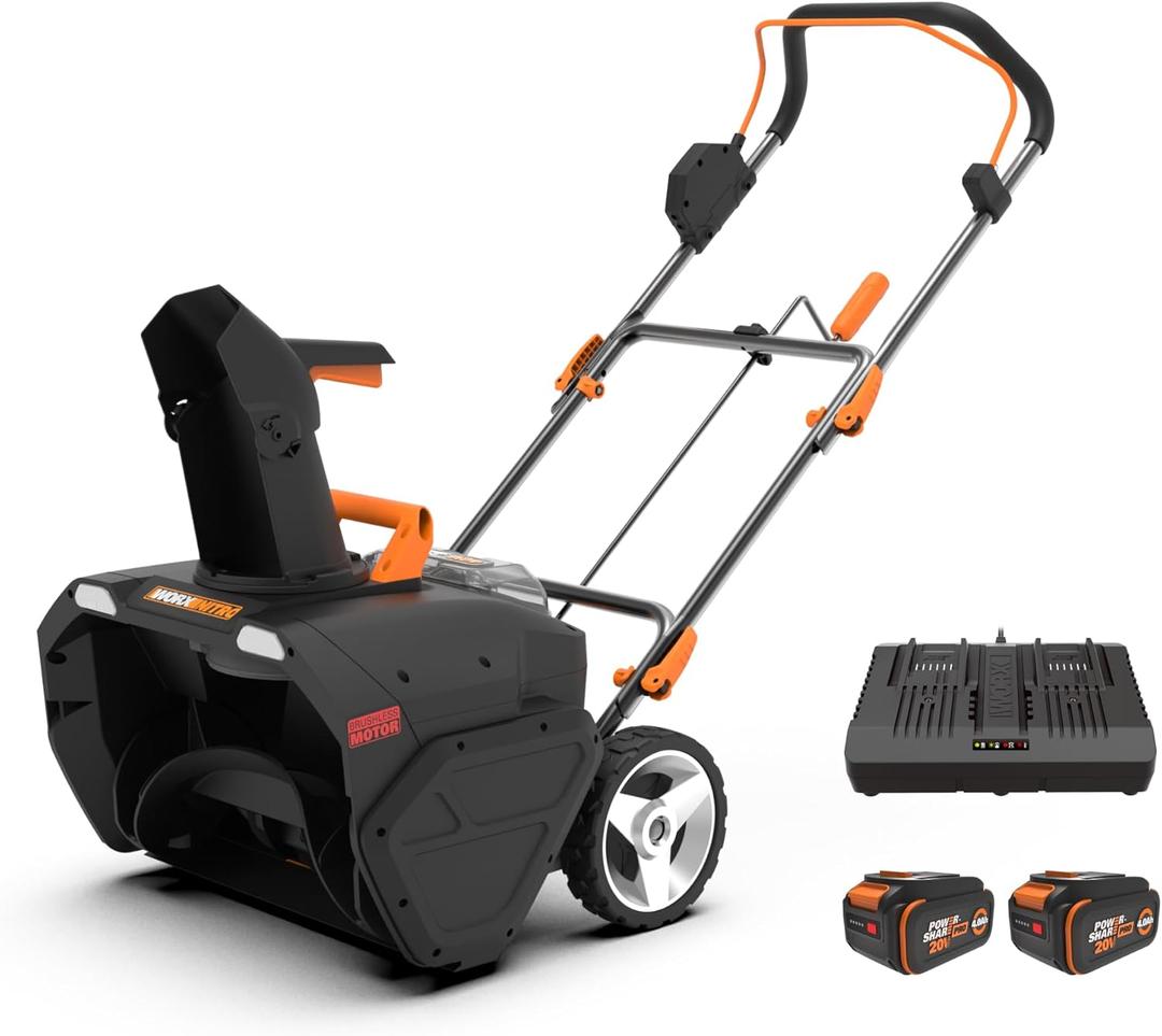 WORX 40V 20" Cordless Snow Blower, Electric Snow Thrower for 6-Car Driveway, Snow Removal with Brushless Motor, 2 4.0 Ah Batteries & Charger Included, WG471