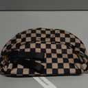 Spacious Checkered Nylon Crossbody Bag Bum Bag Checkered Handbags Wallets for Women (Khaki Black Checkered)