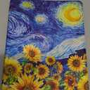 for iPad (A16) Case 11th Generation, iPad 10th Generation Case with Pencil Holder Viewing&Typing Angles Slim Trifold Stand Lightweight Transparent Back Soft TPU Auto Wake Sleep Starry Night Sunflowers