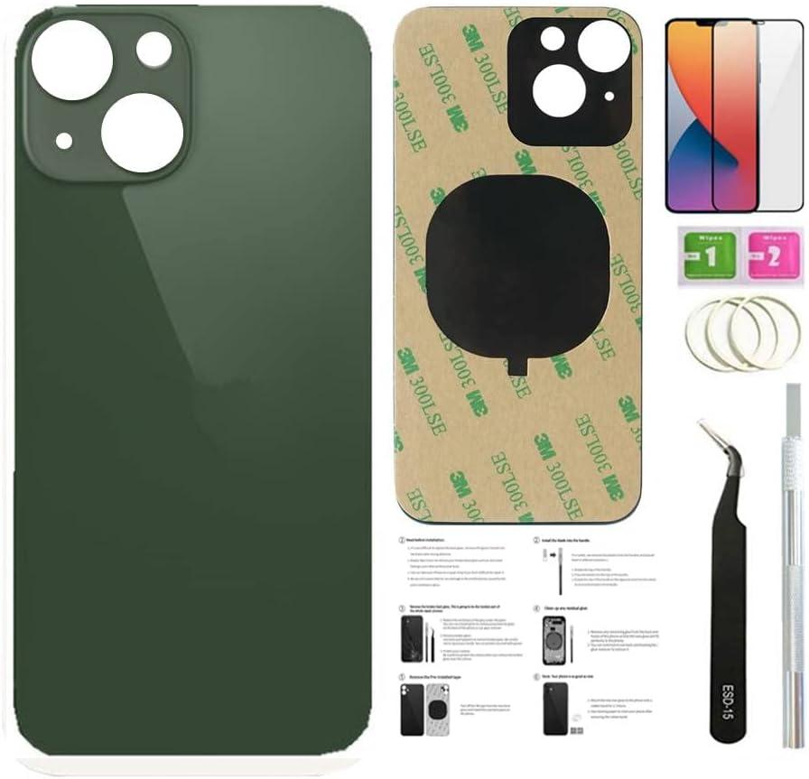 13 Back Glass Replacement for iPhone 13 Back Cover Glass (6.1 Inch) with Pre-Installed Tape +Installation Instruction + (Green)