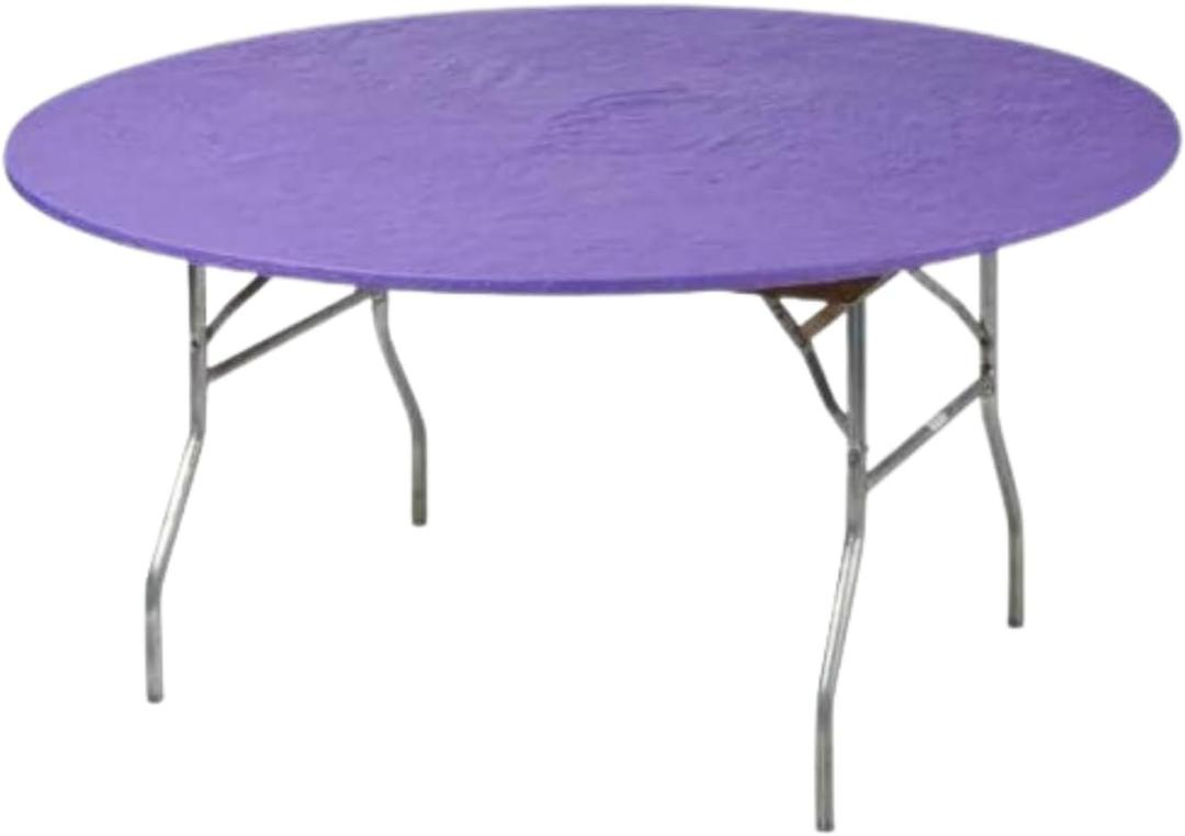 Kwik-Covers 60" Round Fitted Plastic Table Covers, Bundle of 5 (Purple)