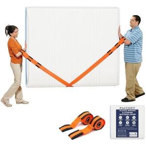 Pack of 2 Mattress Bags for Moving and Storage with 2 Moving Straps,5 Mil Bed Mattress Cover for Moving with Dual Zippers Closure Reusable,Heavy Duty Waterproof Mattress Protector for Moving (Full)