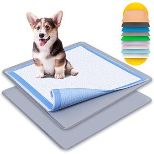 TidyFriend Dog Pee Pad Holder Tray  Fits Up to 24” x 24” Pee Pad Holder for Dogs  Stable Grip, Raised Edges, QuickWipe Silicone Surface Dog Pad Holder for Indoor Flooring Protection (Dark Grey)