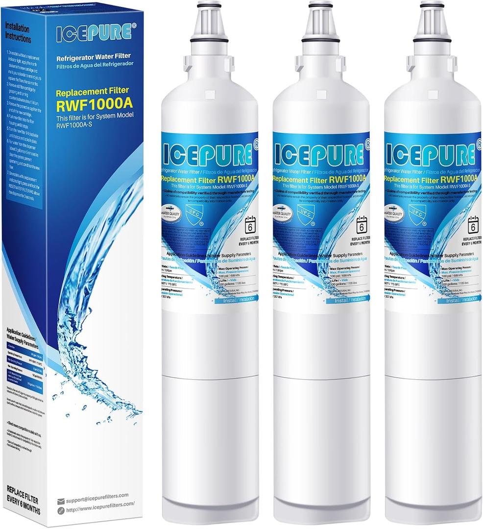 ICEPURE 5231JA2006A Replacement for LG LT600P, KENMORE 9990, 5231JA2006B, KENMORECLEAR 46-9990, 5231JA2006A-S, WFC2001, LSC27931ST, LFX25960ST, FML-2,RWF1000A Refrigerator Water Filter 3PACK