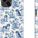 Goodon for iPhone 15 Case - Compatible with Magsafe - Dual-Layer Hard Shell & Silicone Cover - Protective Phone Case with Cute Wildflower Designs for Women - Blue Dog Floral Motif